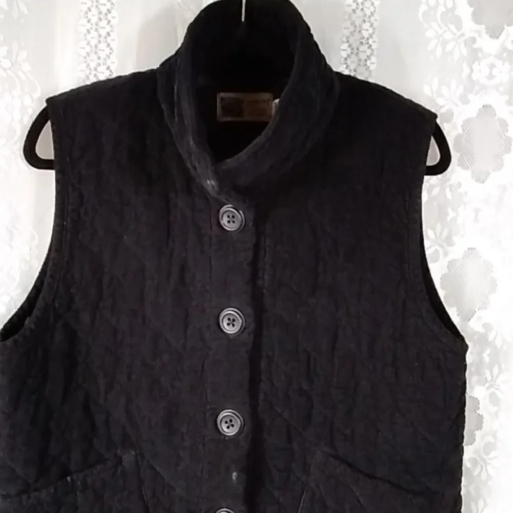 Habitat Clothes To Live In Women Jacket Vest Black Size SM 100% Cotton Courduroy